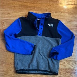 The North Face Royal Blue Black Gray Colorblock Snap Pullover